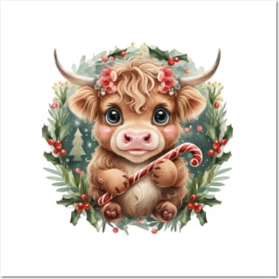 Curly Baby cow illustration Posters and Art